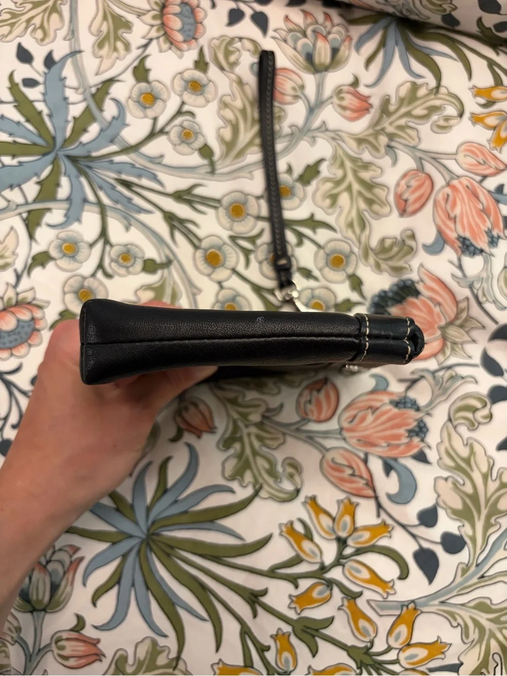 Coach Black Leather Pleated Wristlet Clutch